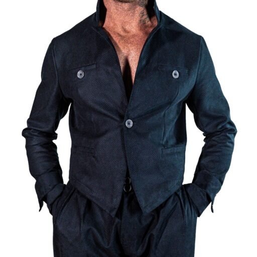 Abito Cropped Sartoriale in Alcantara nera