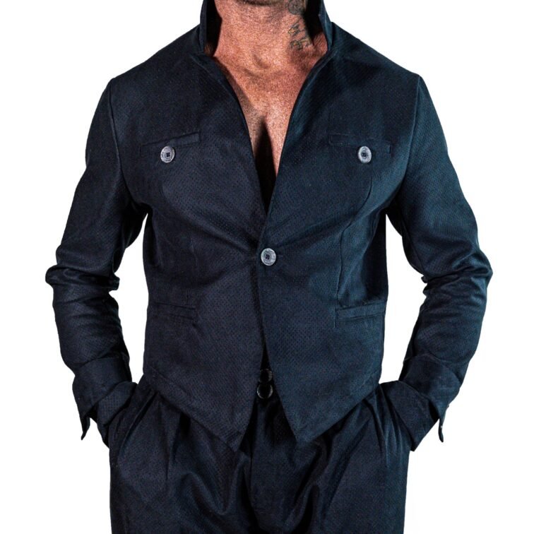 Abito Cropped Sartoriale in Alcantara Nera | Juri Carissimi