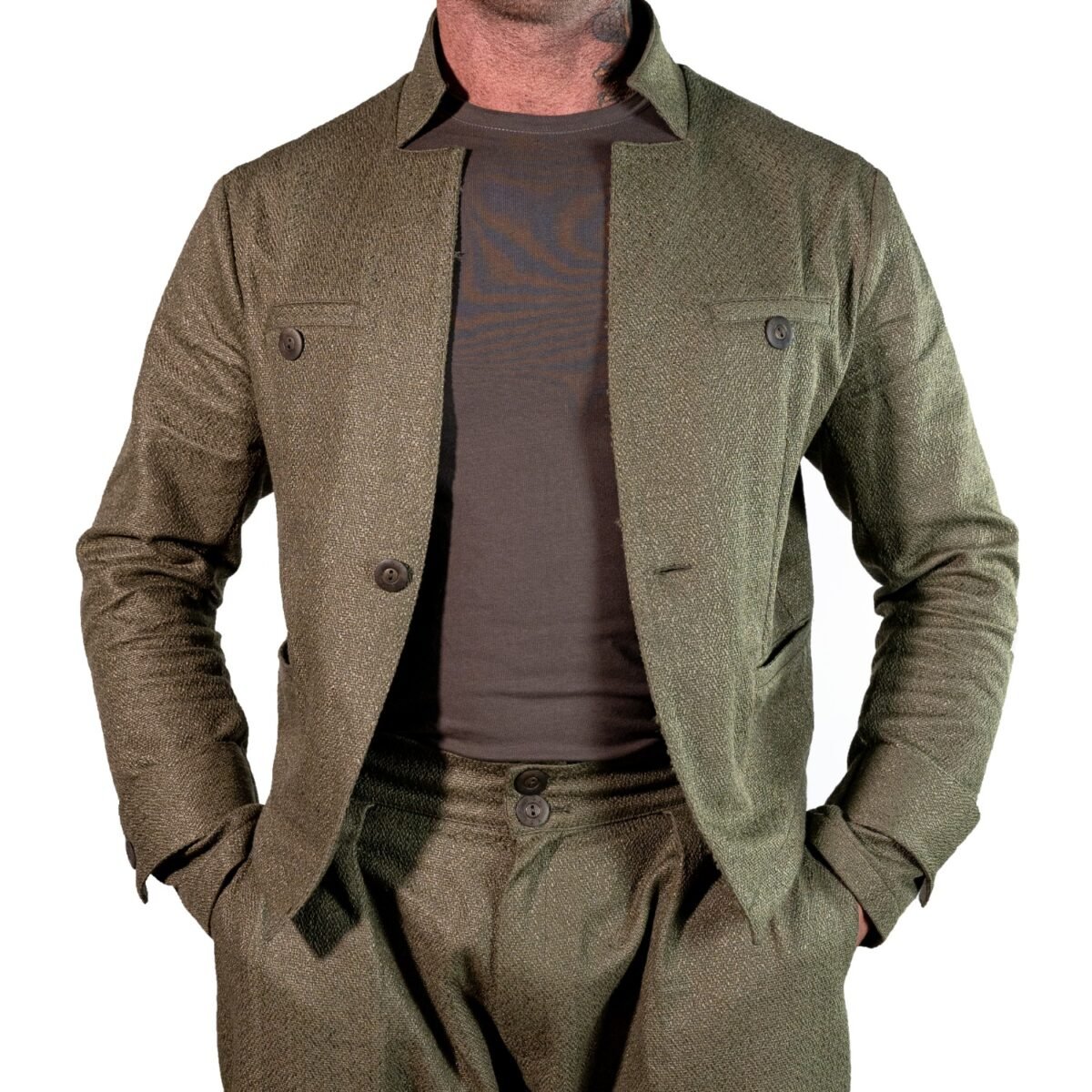 Abito Cropped Sartoriale in Juta color Muschio | Juri Carissimi