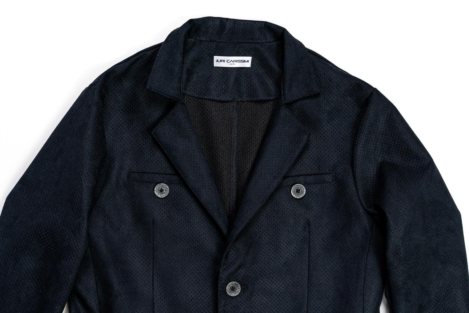juri-carissimi-abito-boilerino-alcantara-nera-rever Rever classico Giacca Cropped Sartoriale in Alcantara nera | Juri Carissimi